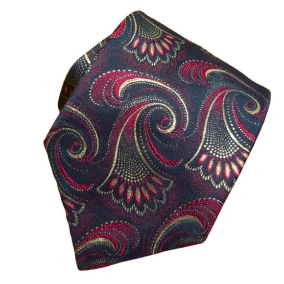 $3999 New Rare Brioni Tie Paisley Black maroon red Handmade Italy 24K Gold Silk - Picture 5 of 16
